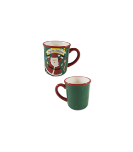 Green & Red Ceramic Mug With Santa Design
