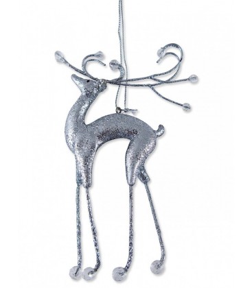 Silver Reindeer Hanging Ornament - 14cmH