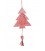 Wooden Tree with Fabric. Hanging Ornament. Red & White. Large: 31cmL.